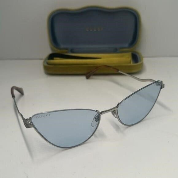 - NEW Gucci GG1006S Cat Eye Sunglasses – Silver / Light Blue 100% AUTHENTIC - Picture 8 of 11